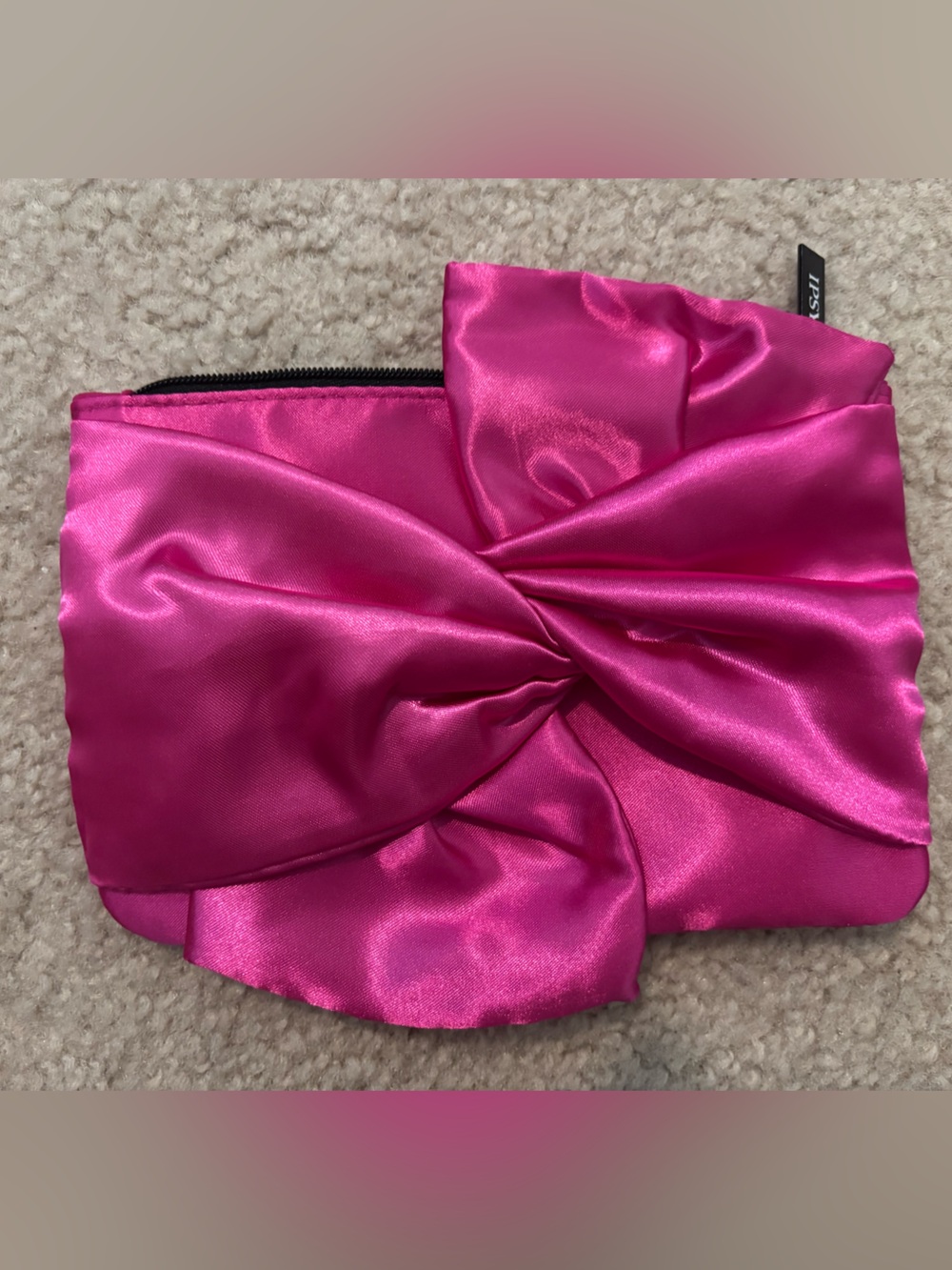 ipsy Hot Pink Satin Bow Cosmetic Bag